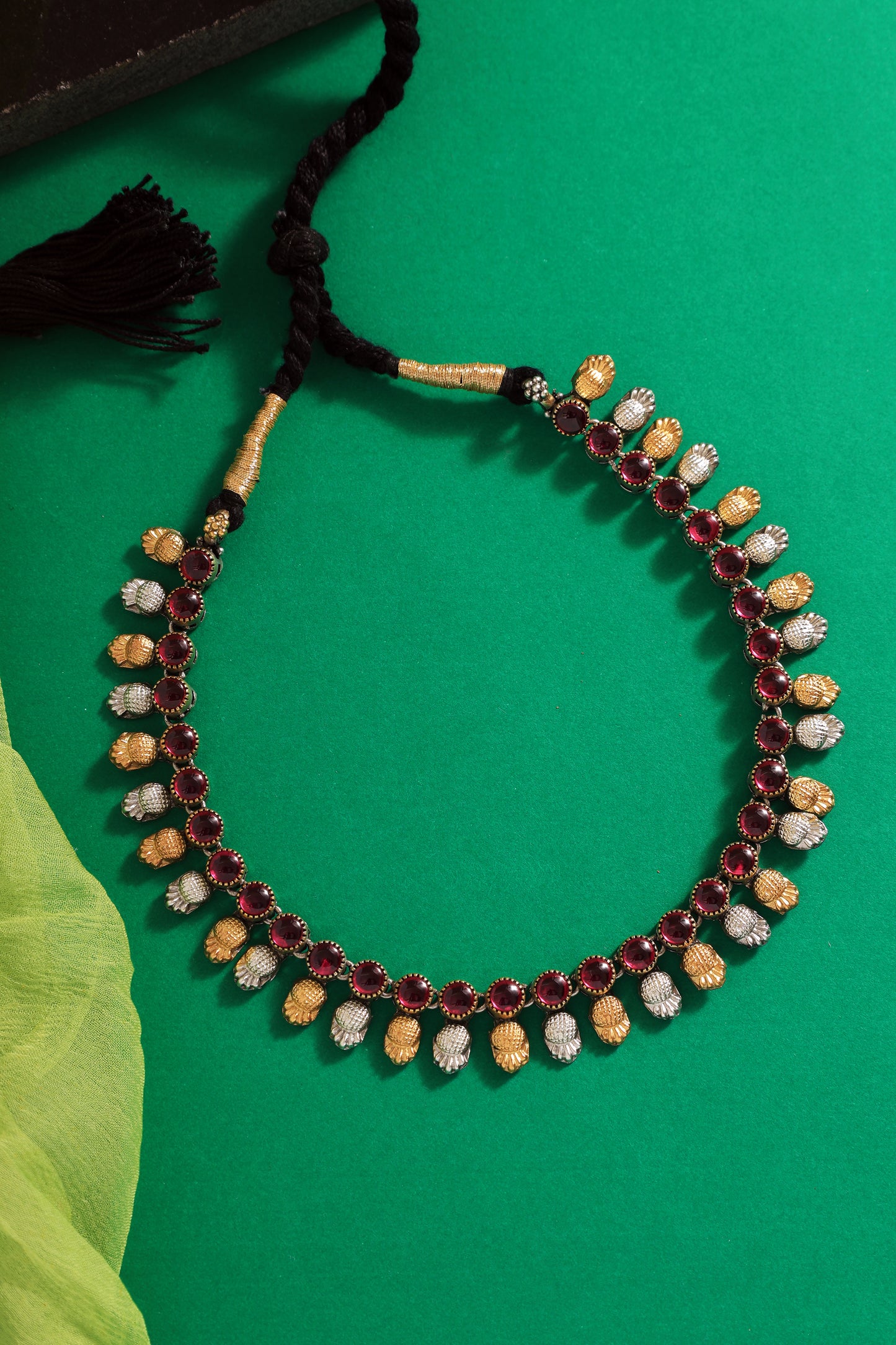 Red Kempstone Dual Tone Necklace Set