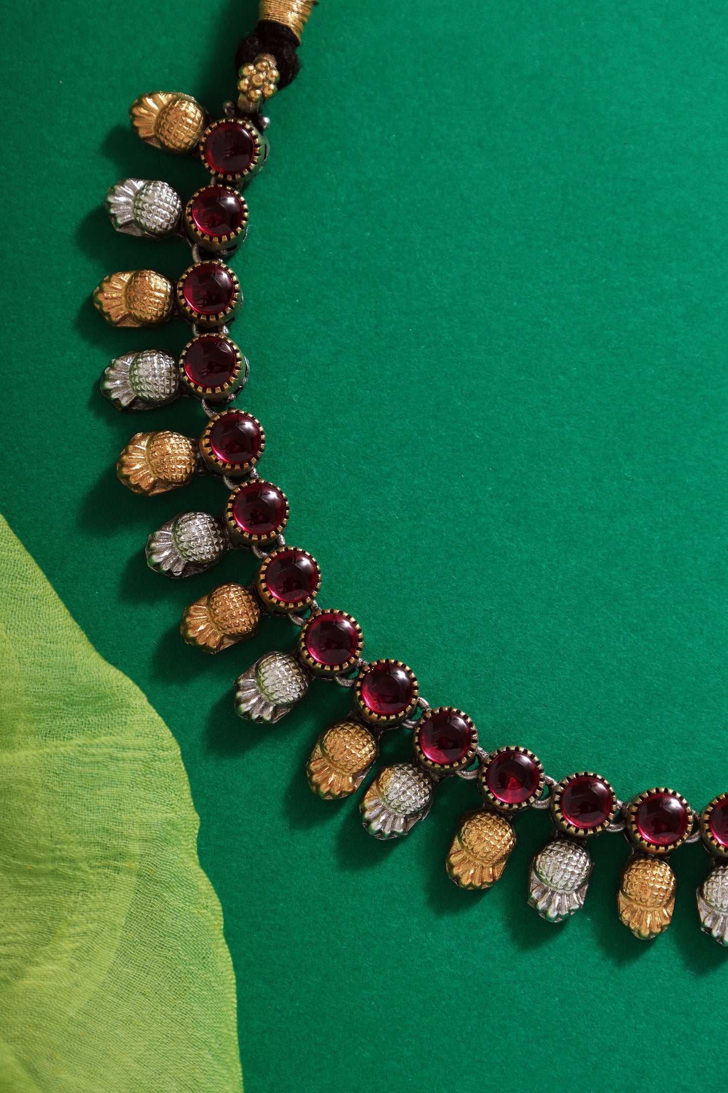 Red Kempstone Dual Tone Necklace Set