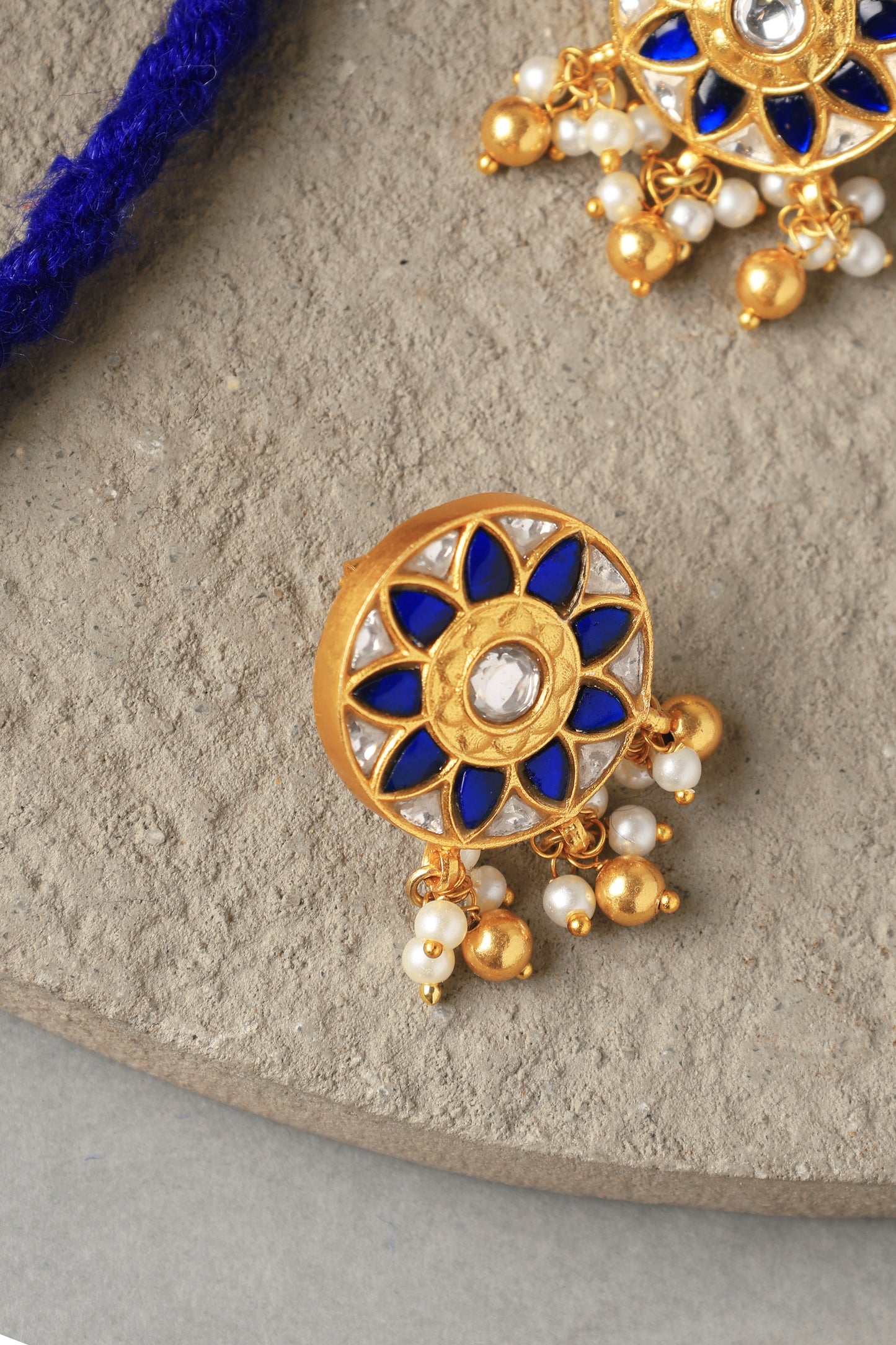 Blue Kundan Gold Choker Set