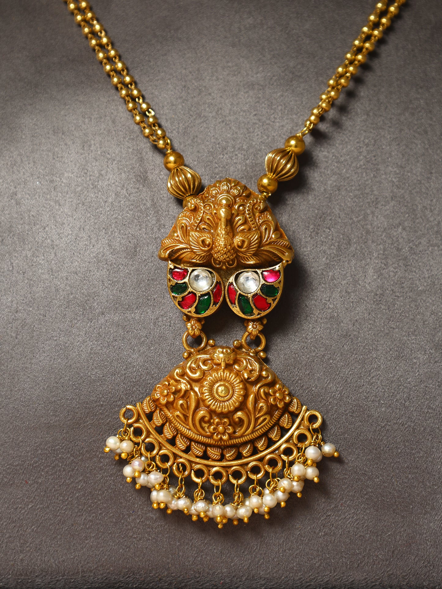 Handcrafted Necklace in 92.5 Silver with Pearls, Kundan (Copy)