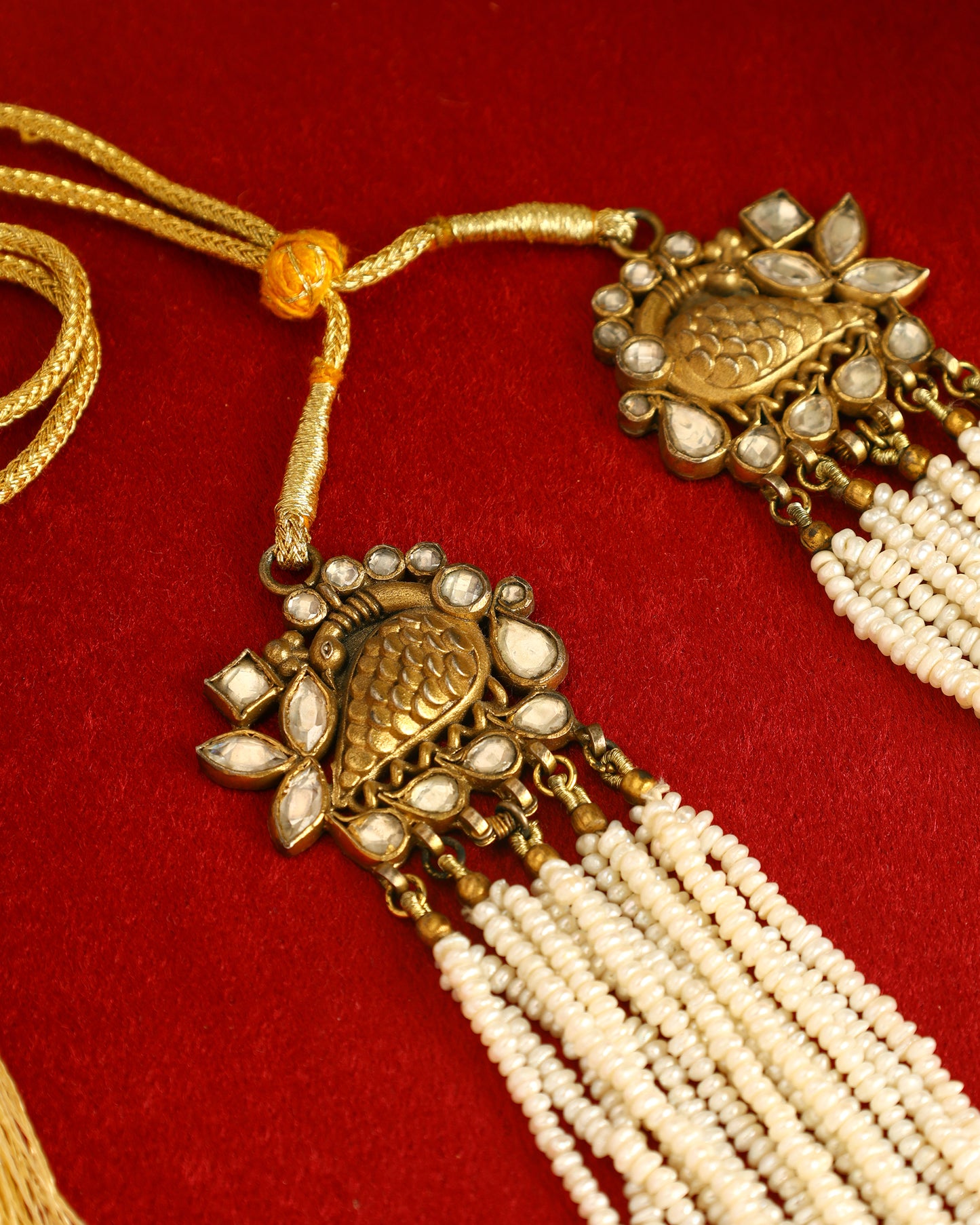 Handcrafted Necklace in 92.5 Silver with Kundan