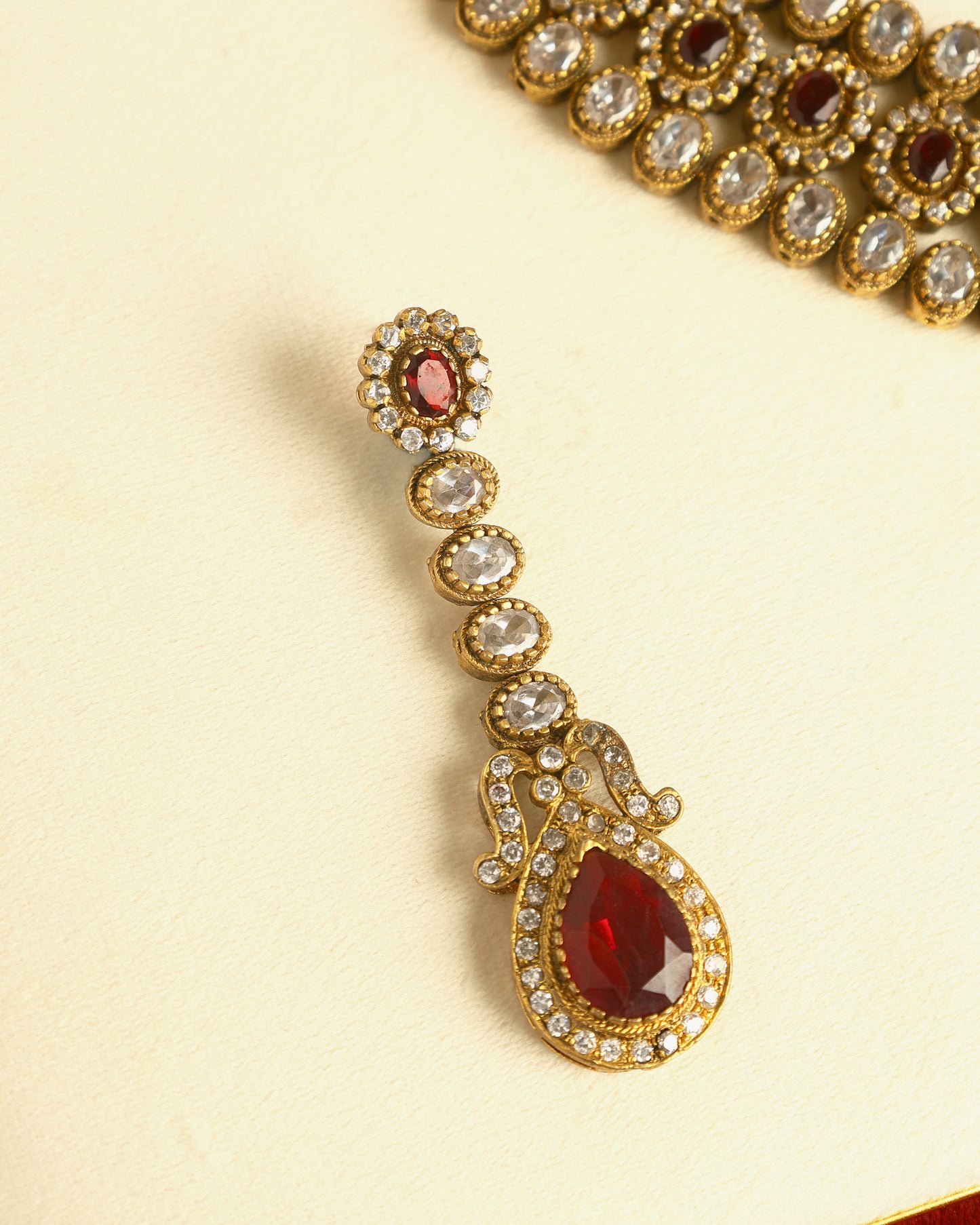 Handcrafted Necklace Set in 92.5 Silver with Garnet, CZ
