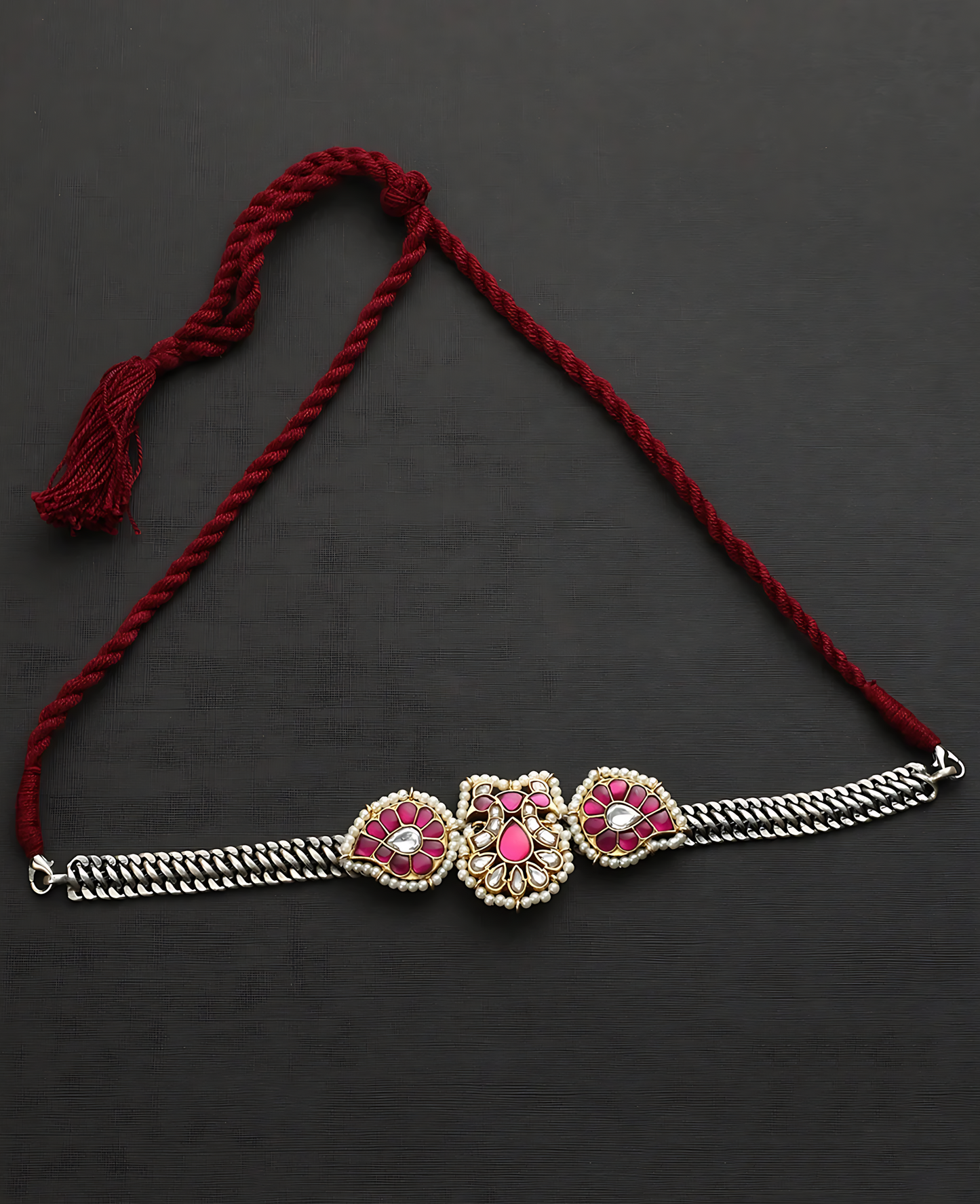 Pink Kundan Choker with Drop Pendant