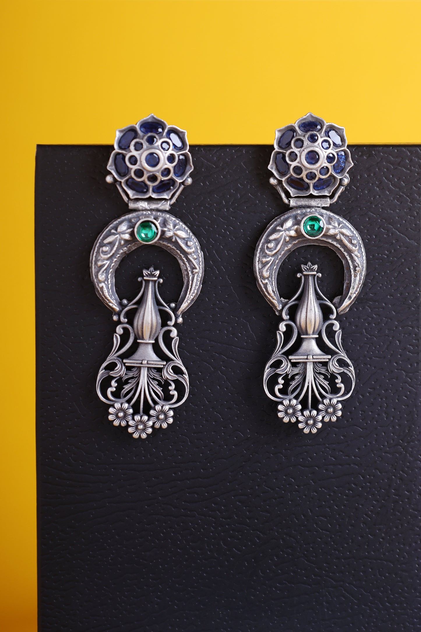 Blue Green Kempstone Temple Earrings
