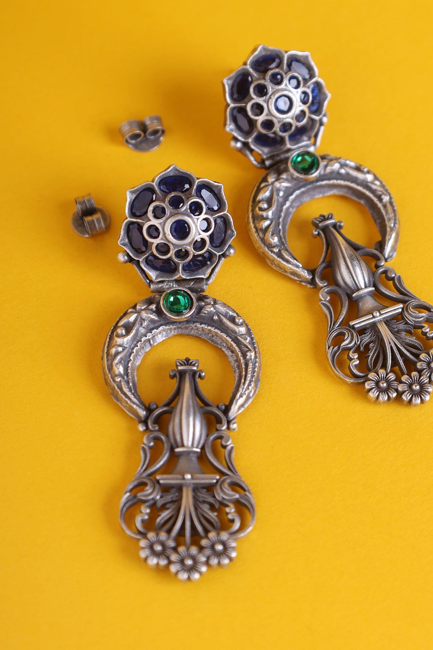 Blue Green Kempstone Temple Earrings