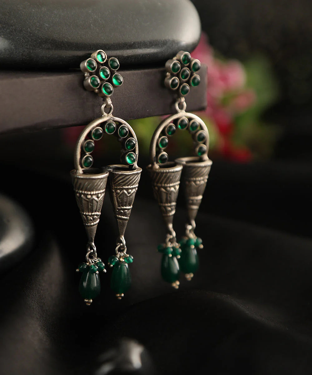 Green Onyx Temple Danglers