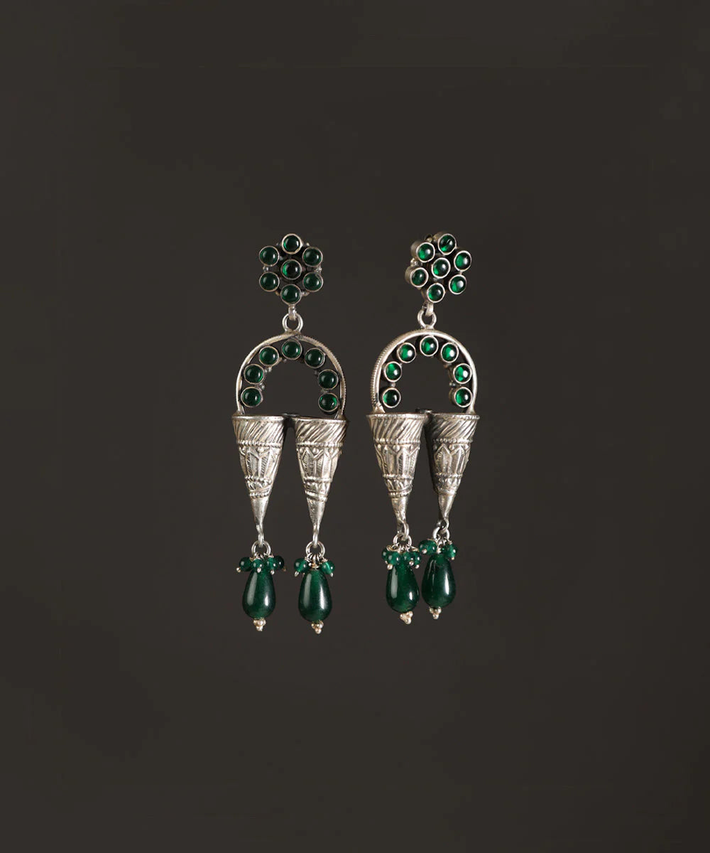 Green Onyx Temple Danglers