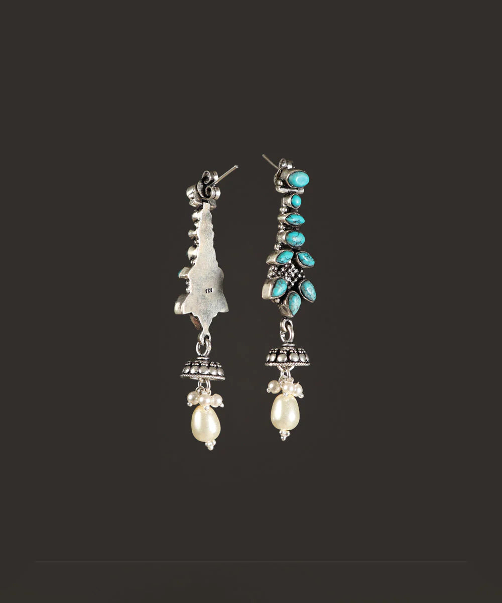 Turquoise Pearl Silver Earrings