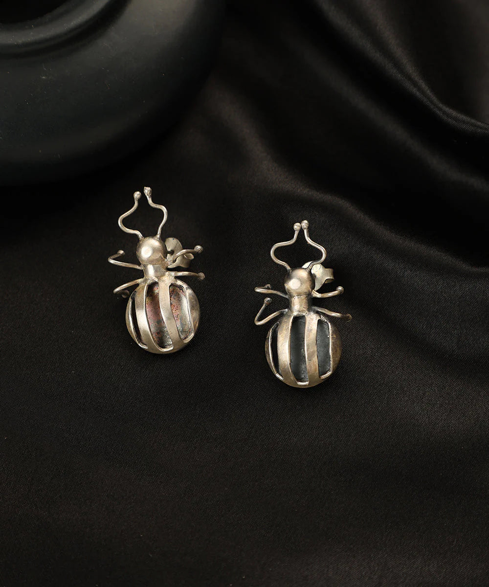 Silver Beetle Earrings