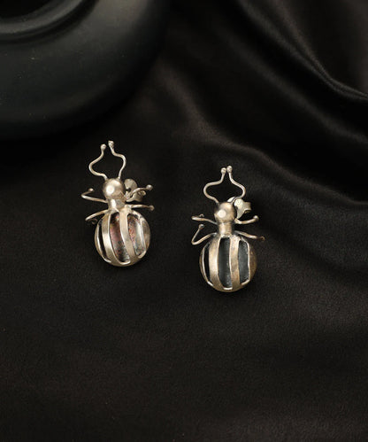 Silver Beetle Earrings