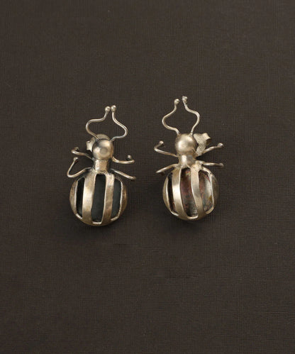 Silver Beetle Earrings