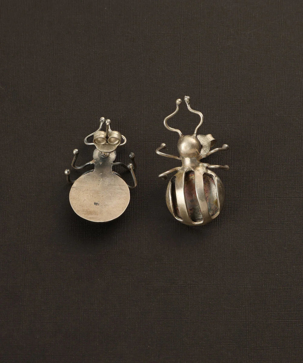 Silver Beetle Earrings