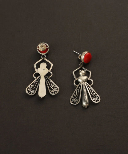 Coral Bug Silver Earrings