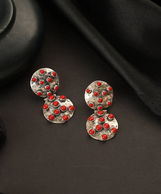 Coral Silver Earrings