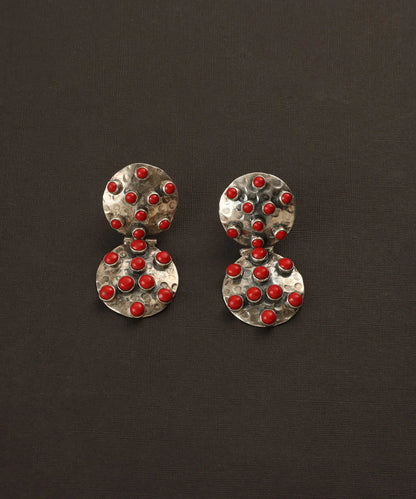 Coral Silver Earrings