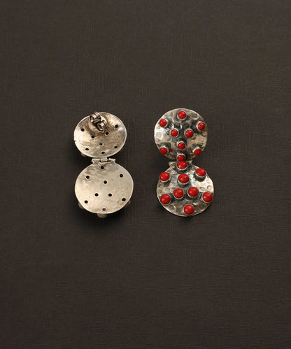 Coral Silver Earrings