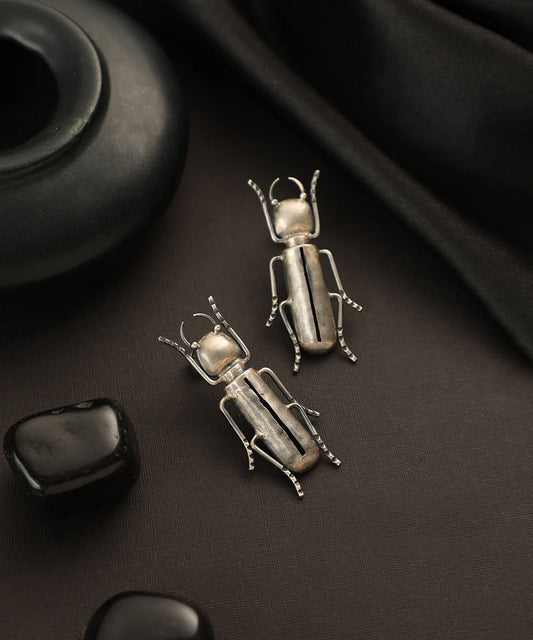 Silver Bug Long Danglers