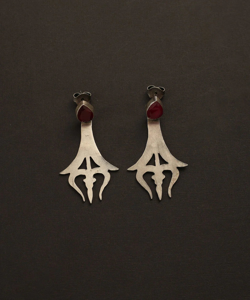 Silver Ruby Shiva Earring