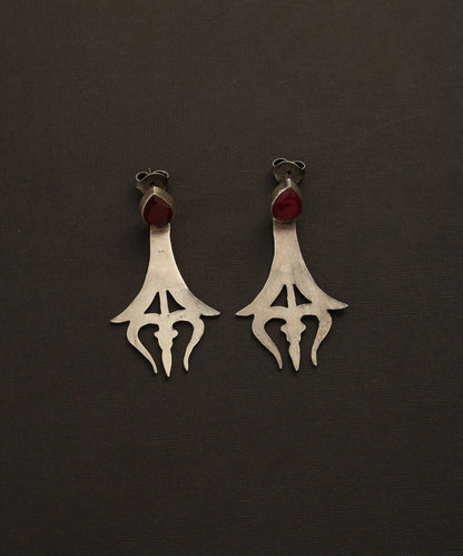 Silver Ruby Shiva Earring