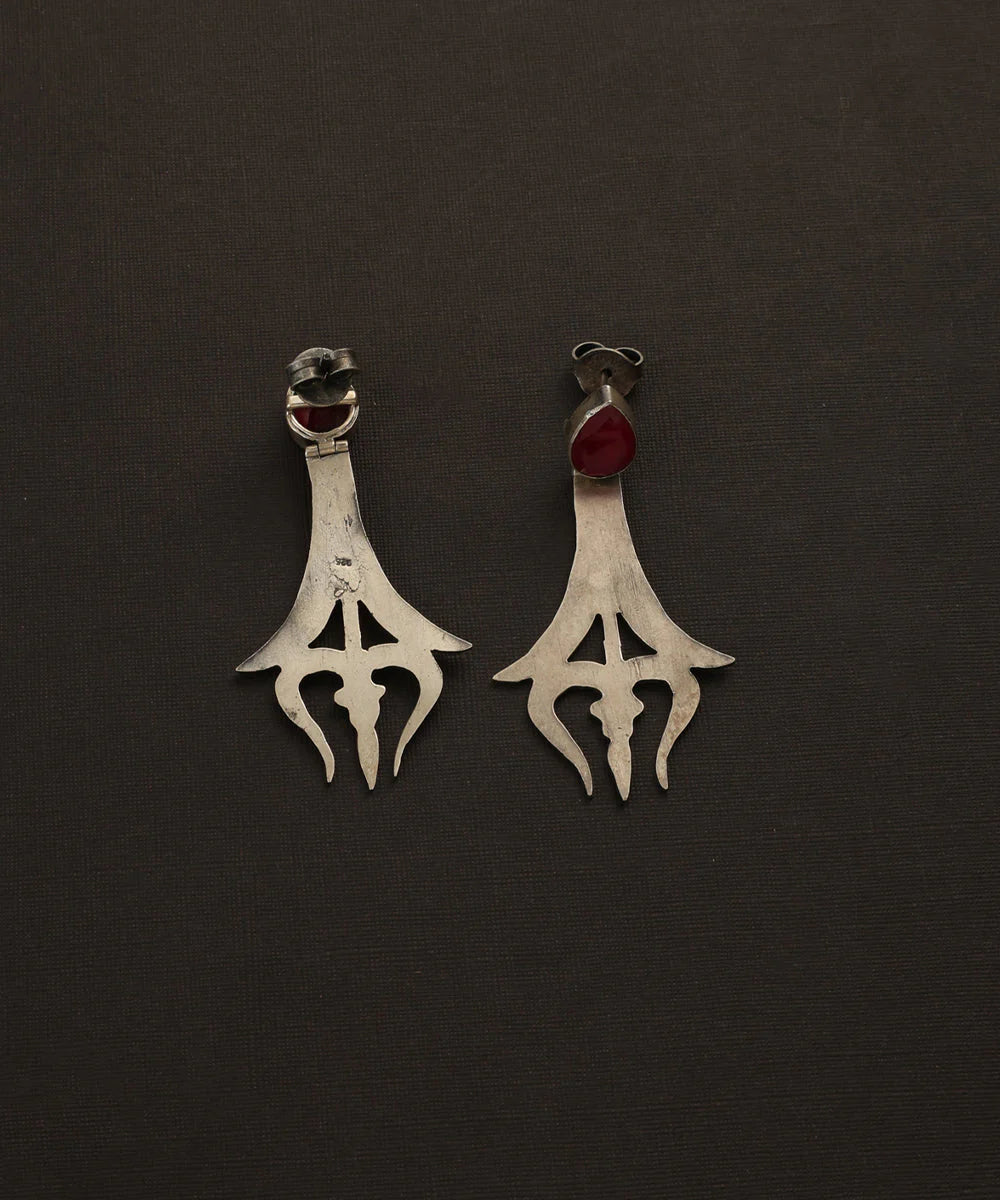 Silver Ruby Shiva Earring