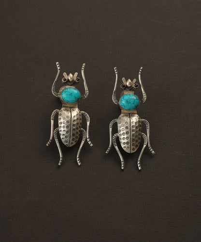 Silver Turquoise Bug Earrings