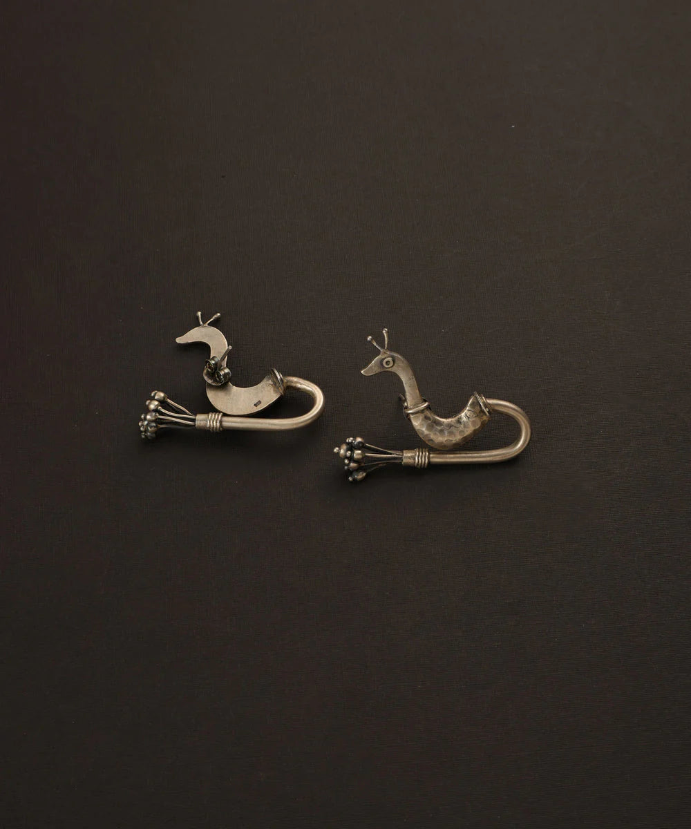 Silver Peacock Earrings