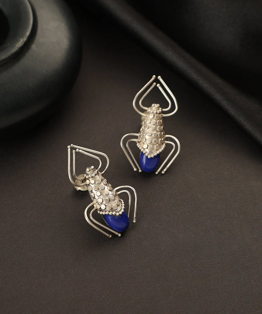 Lapis Bug Silver Earrings