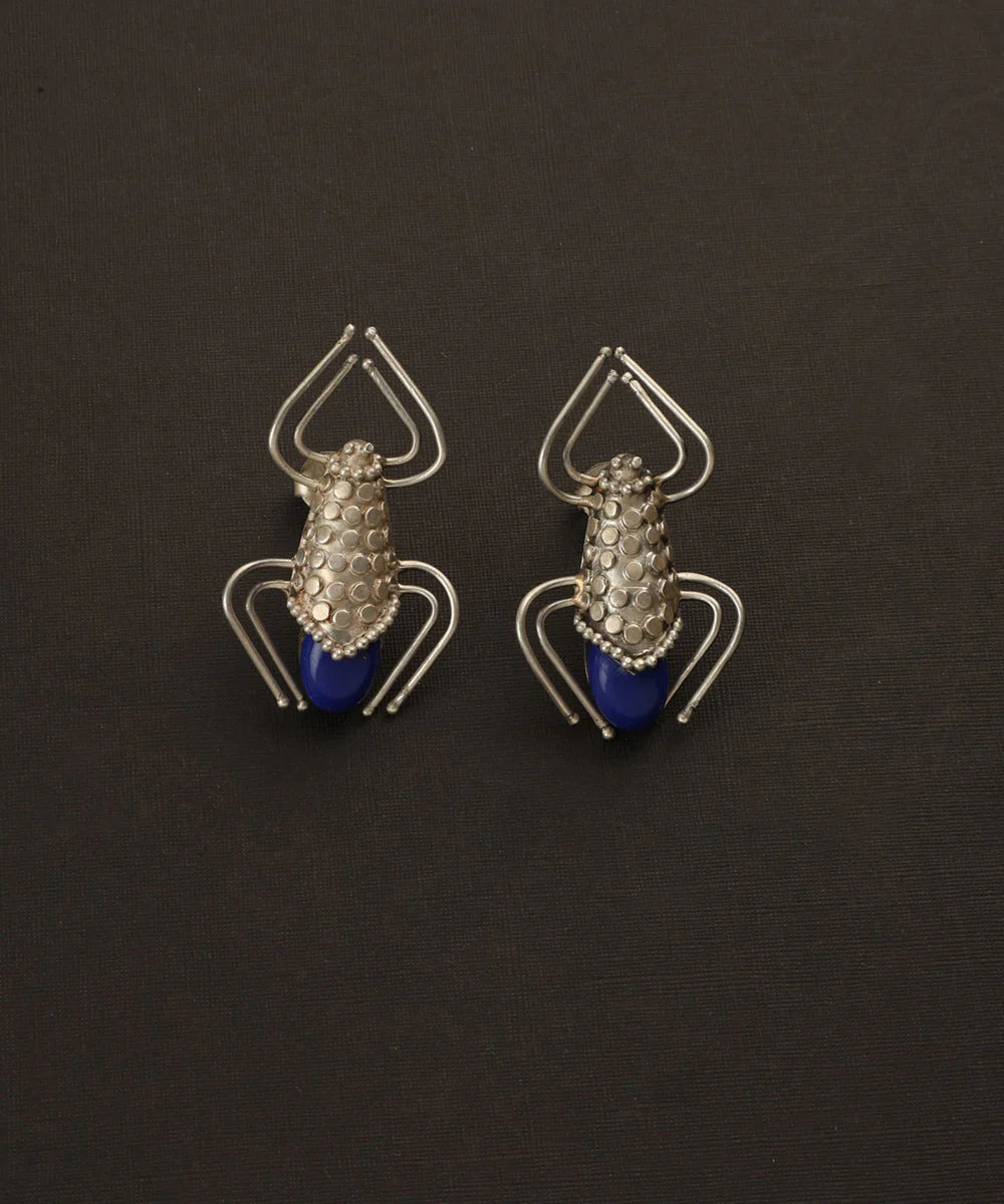 Lapis Bug Silver Earrings