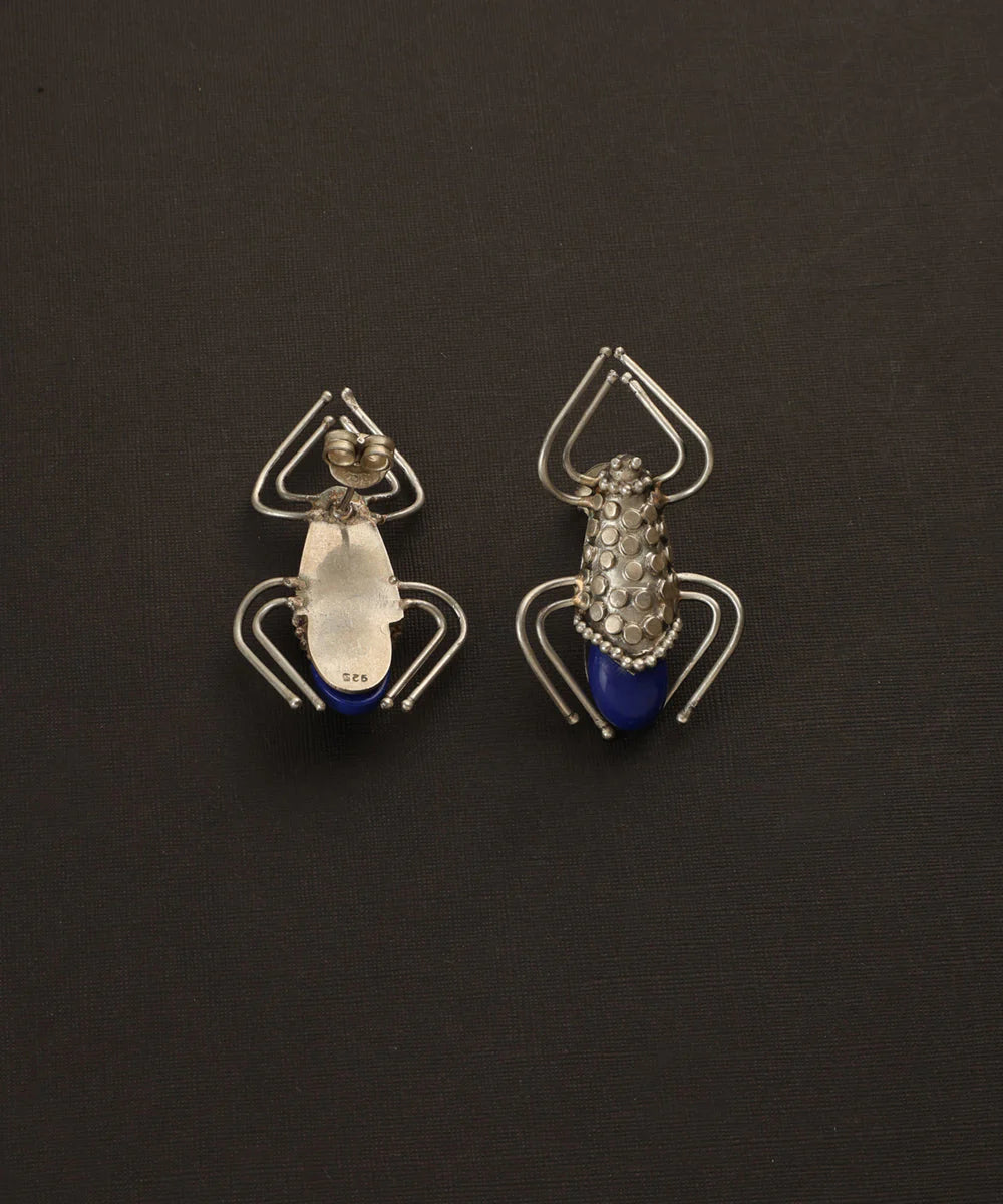 Lapis Bug Silver Earrings