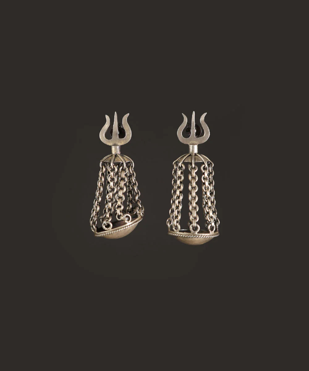 Silver Trishul Long Danglers