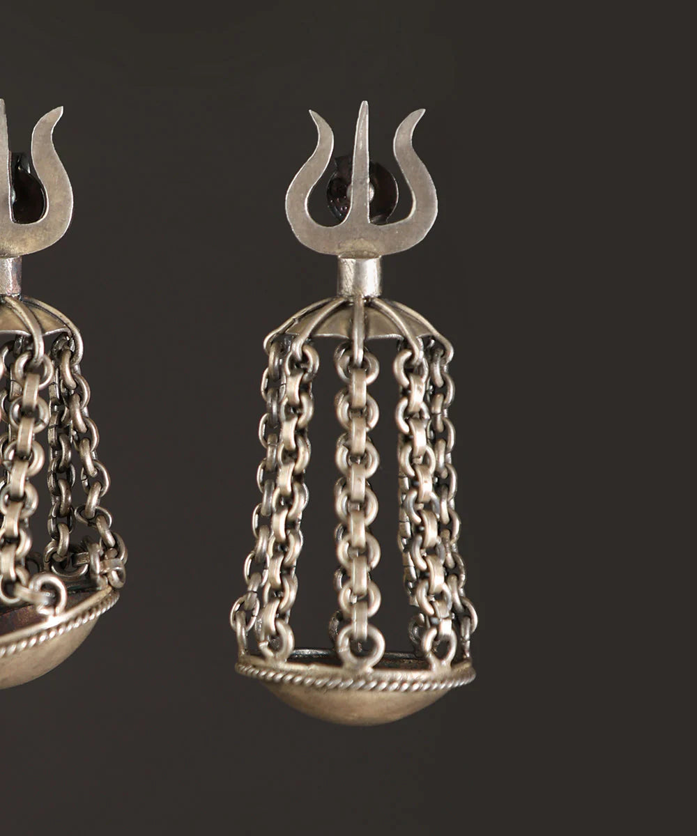 Silver Trishul Long Danglers