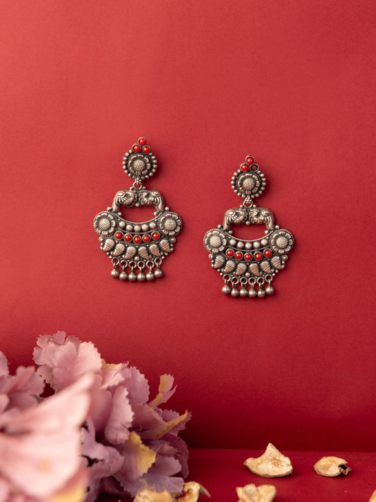 Coral Temple Silver Earrings