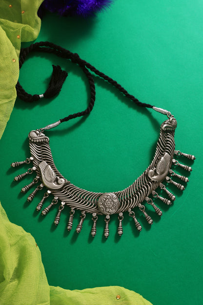 Peacock Vintage Tribal Silver Necklace