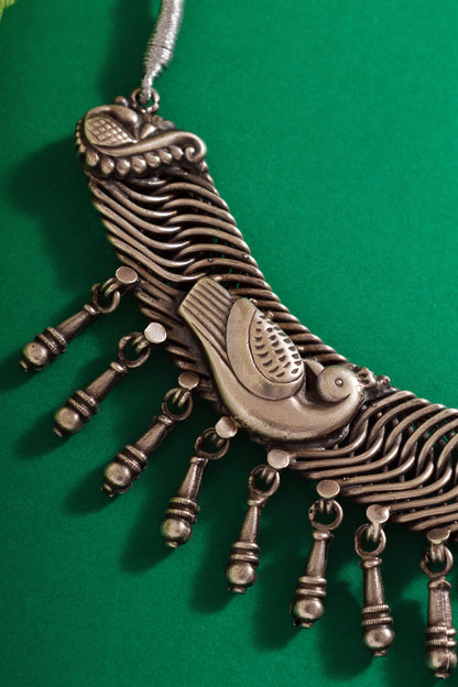 Peacock Vintage Tribal Silver Necklace