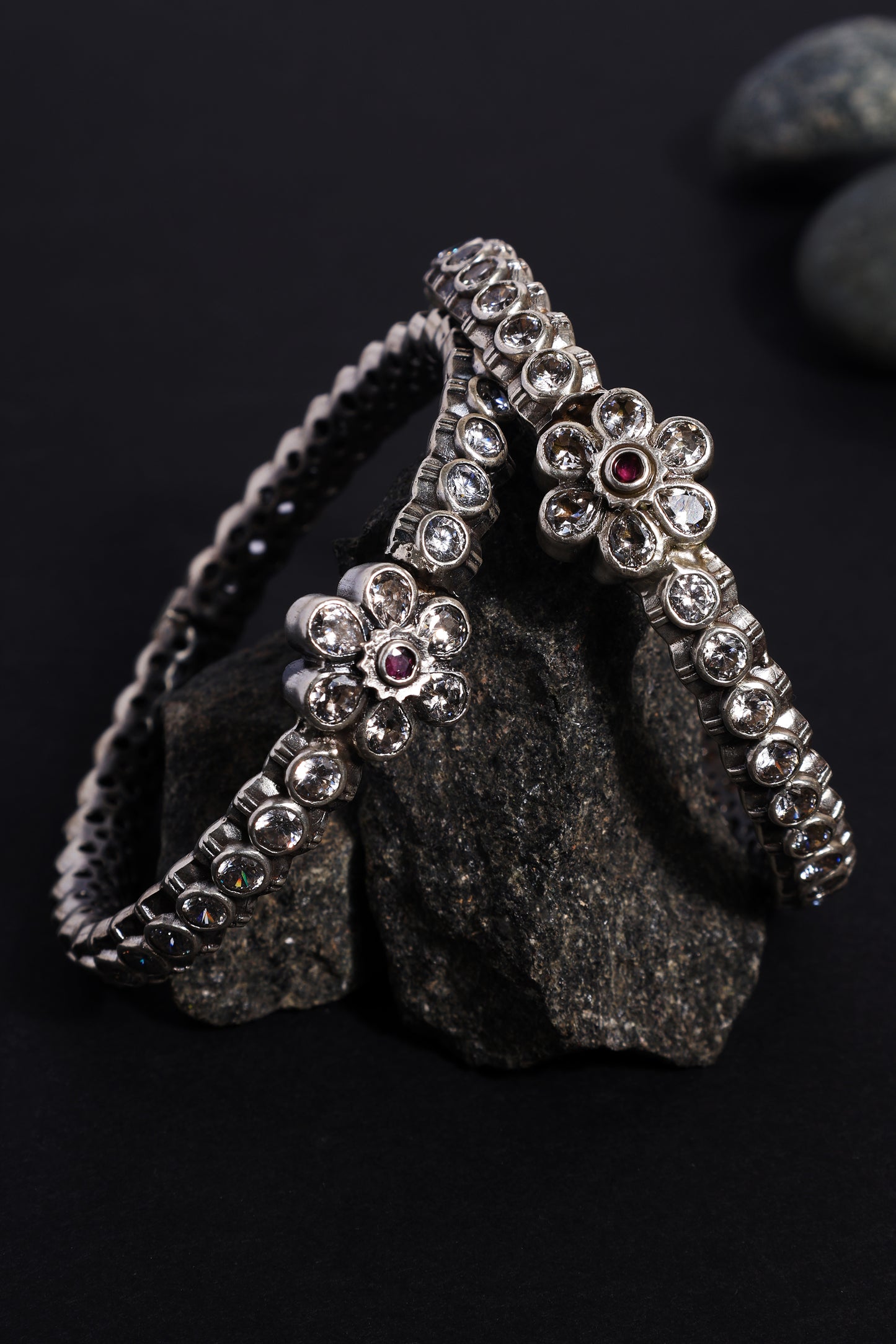 Temple CZ Silver Bangles