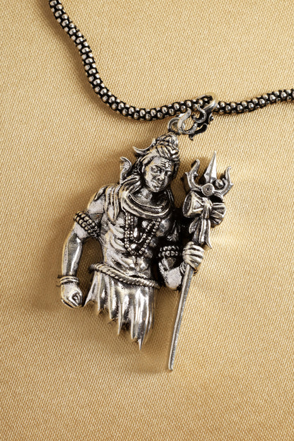 3D Tandav Shiva Silver Pendant Chain