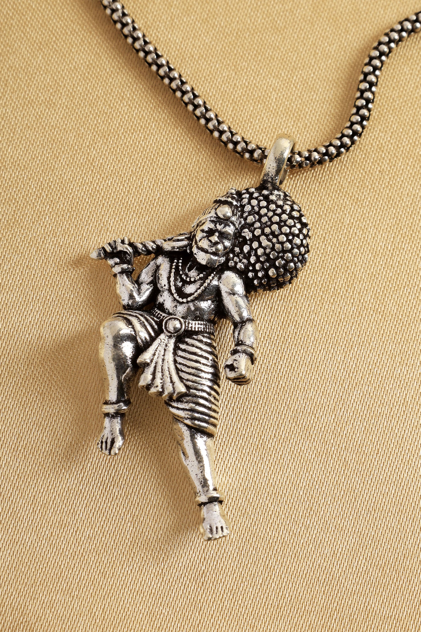 3D Hanuman Silver Pendant Chain