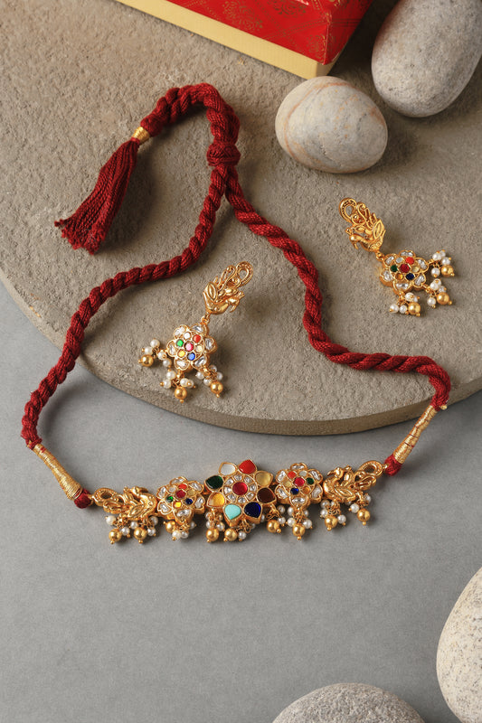 Navratna Kundan Choker Set