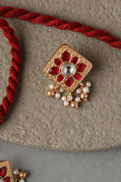 Red Kundan Gold Choker Set