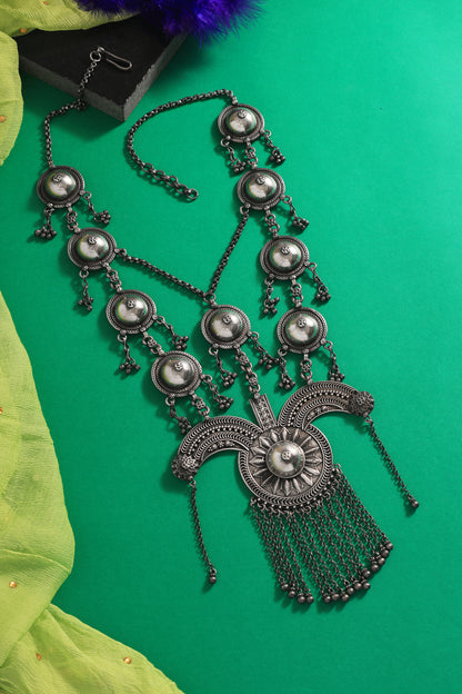 Tribal Long Silver Necklace