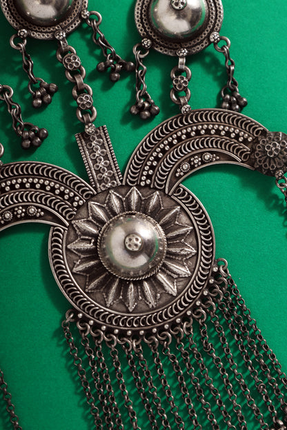 Tribal Long Silver Necklace