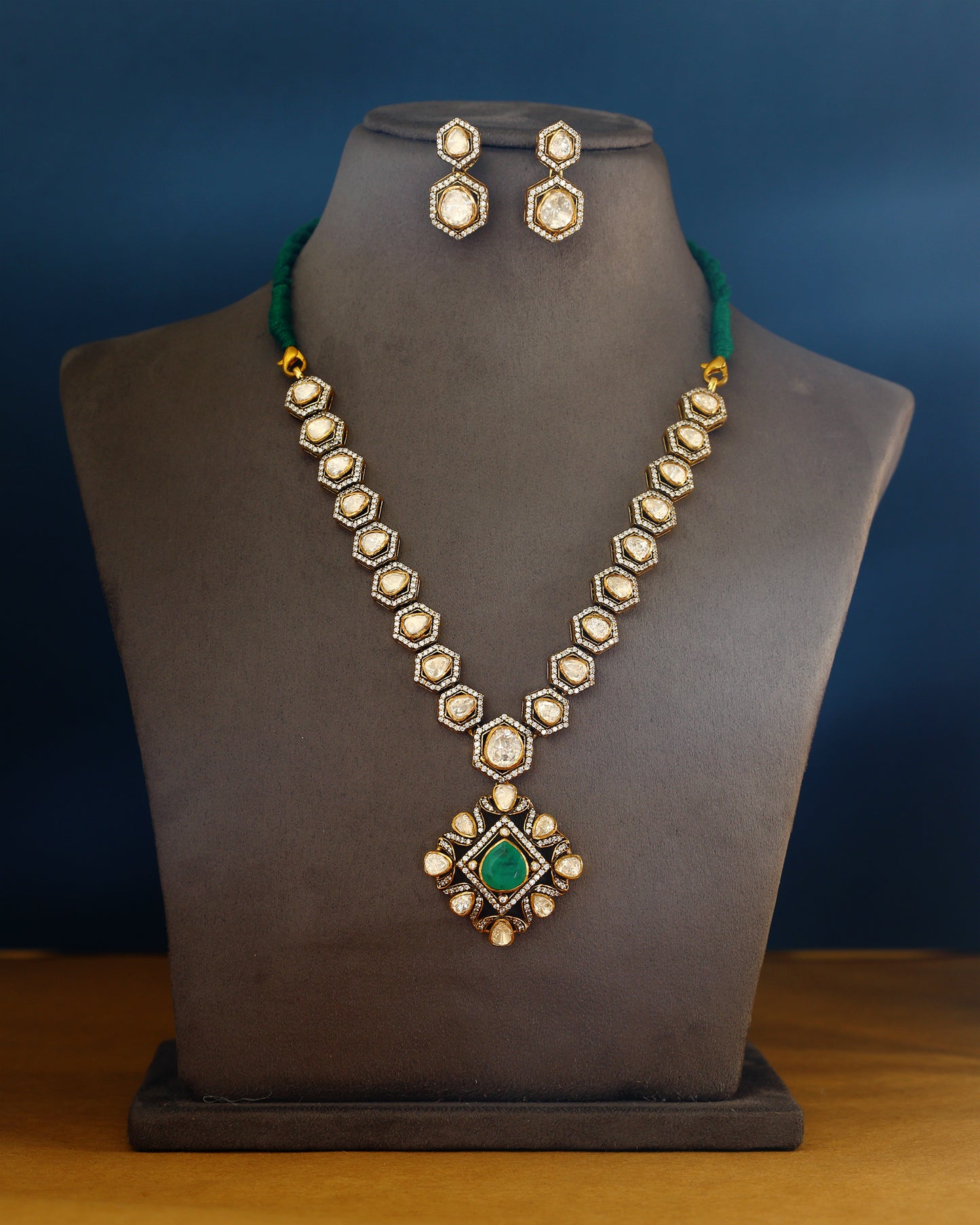 Handcrafted Necklace Set in 92.5 Silver with Moissanite