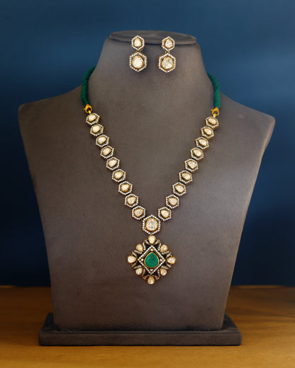 Handcrafted Necklace Set in 92.5 Silver with Moissanite