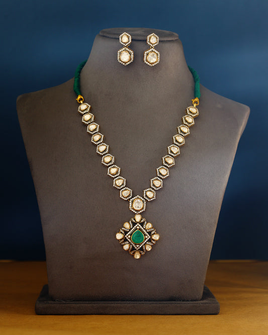 Handcrafted Necklace Set in 92.5 Silver with Moissanite