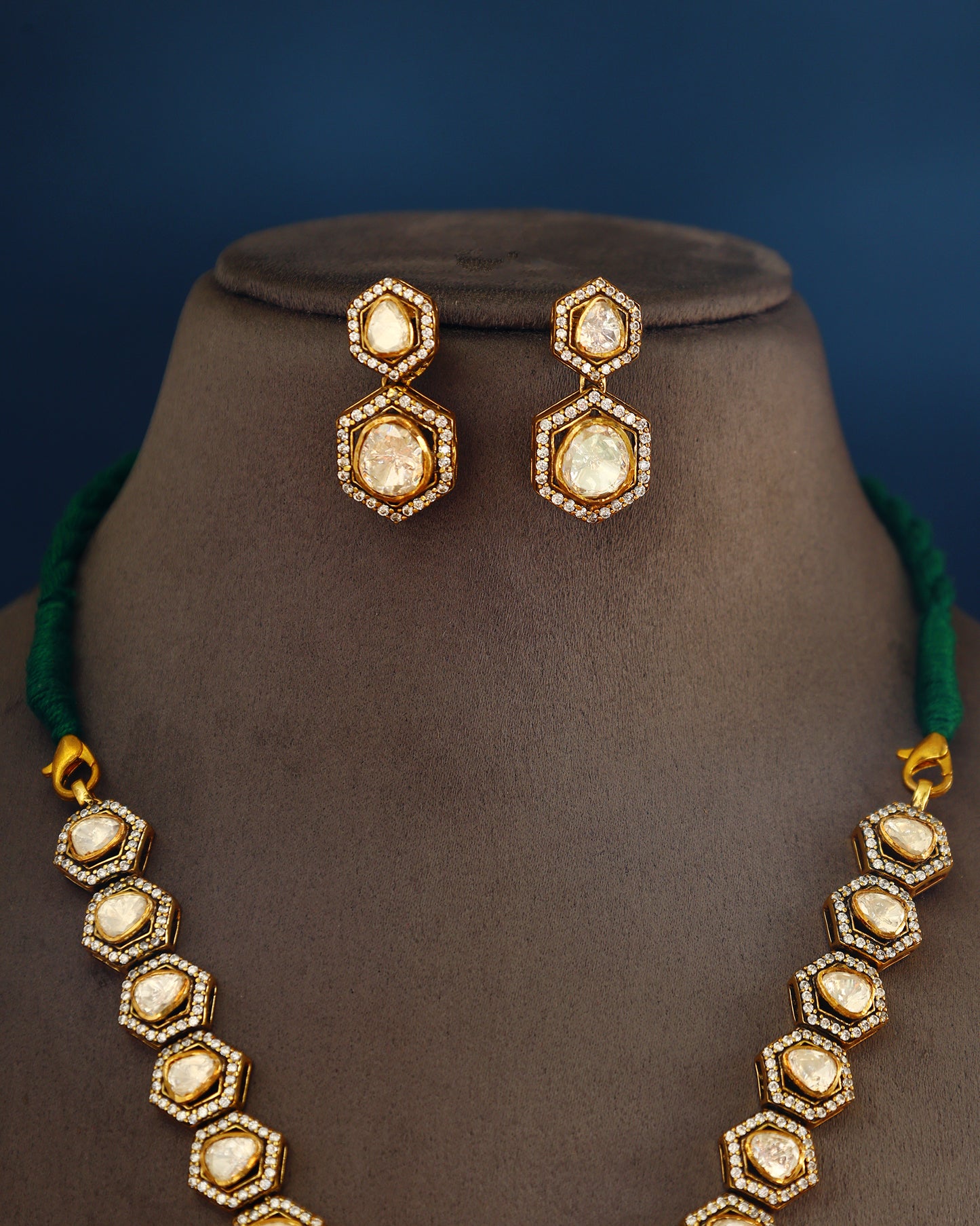 Handcrafted Necklace Set in 92.5 Silver with Moissanite