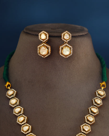Handcrafted Necklace Set in 92.5 Silver with Moissanite