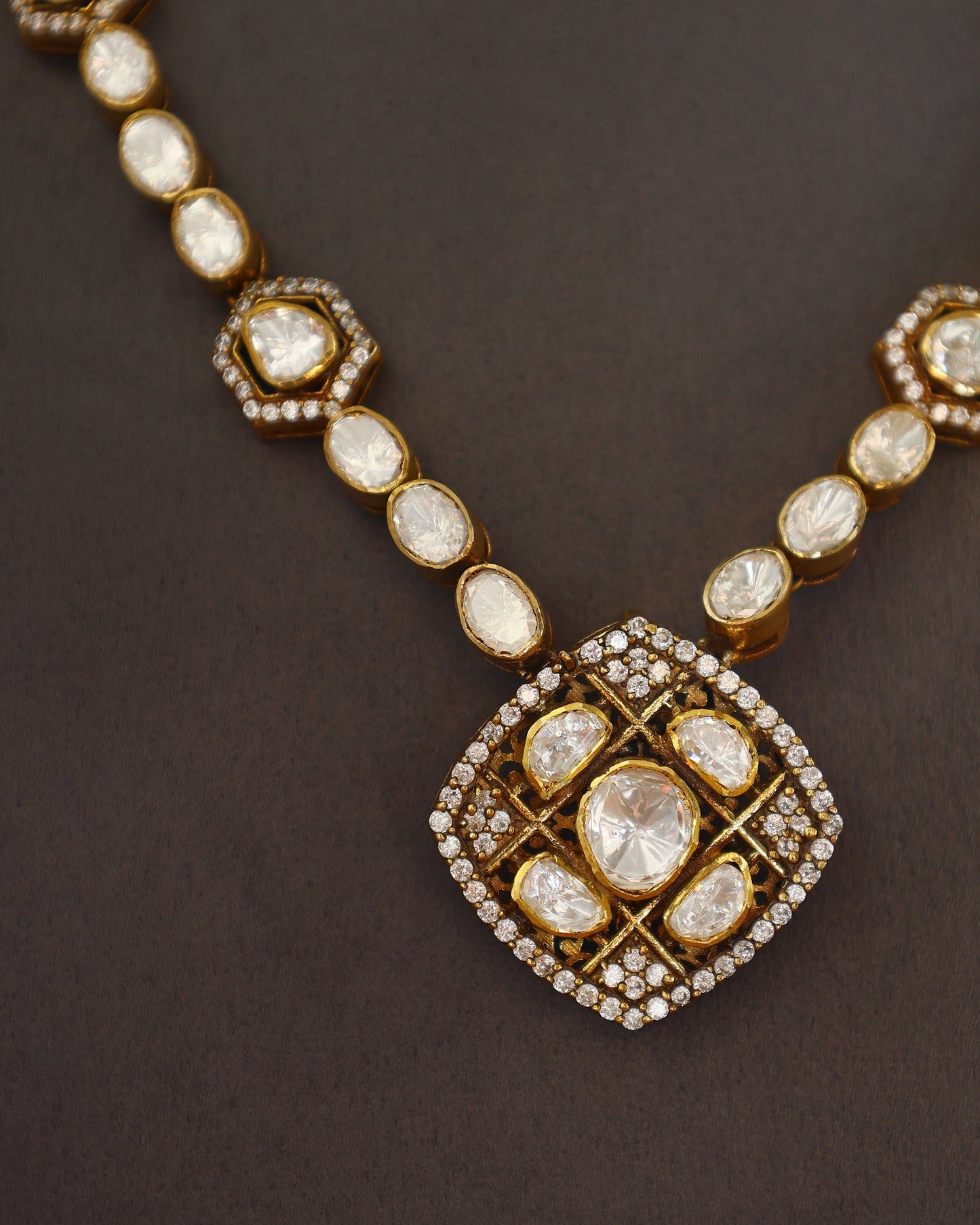 Handcrafted Necklace in 92.5 Silver with Moissanite