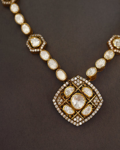Handcrafted Necklace in 92.5 Silver with Moissanite