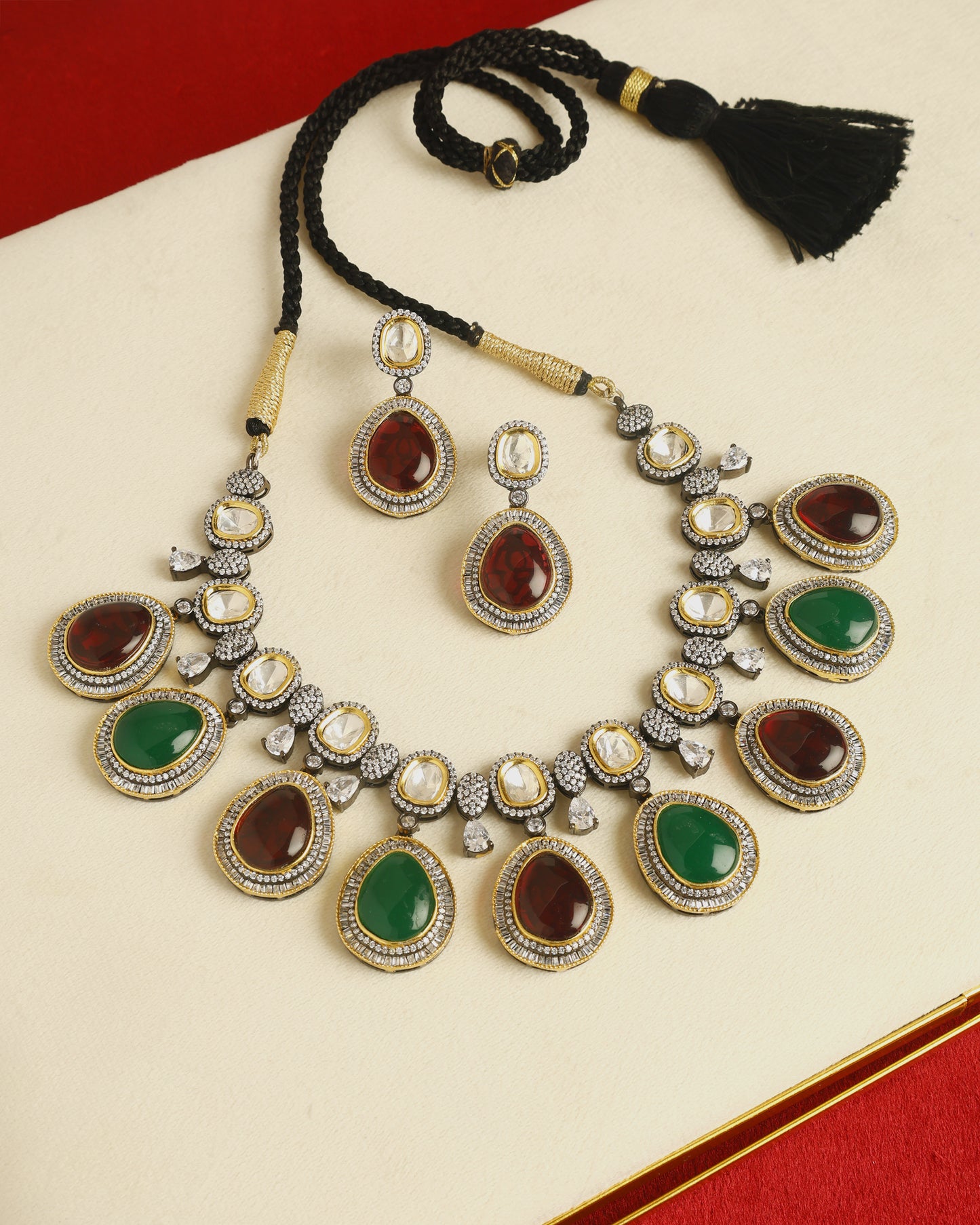 Handcrafted Necklace Set in 92.5 Silver with Moissanite