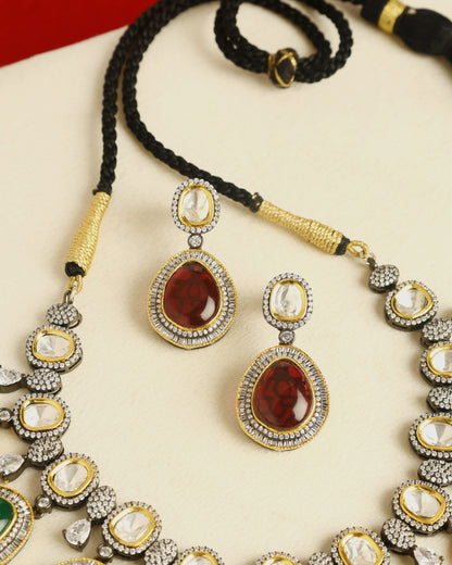 Handcrafted Necklace Set in 92.5 Silver with Moissanite